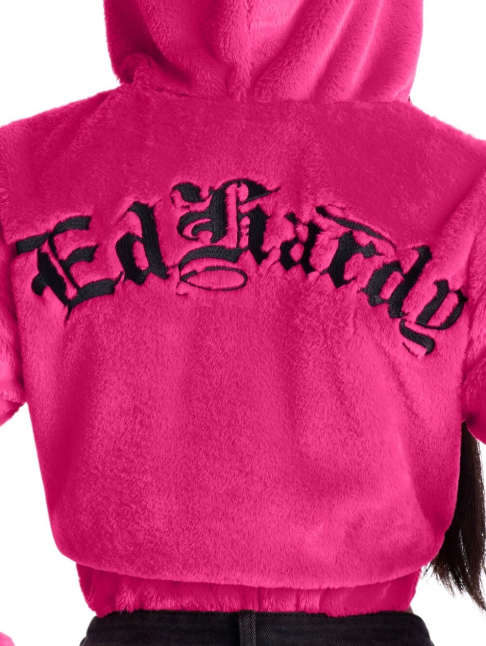 👩🏽‍🎤 ED HARDY Hot Pink Cropped Hoodie Jacket Y2K Glam Streetwear Women's 1X